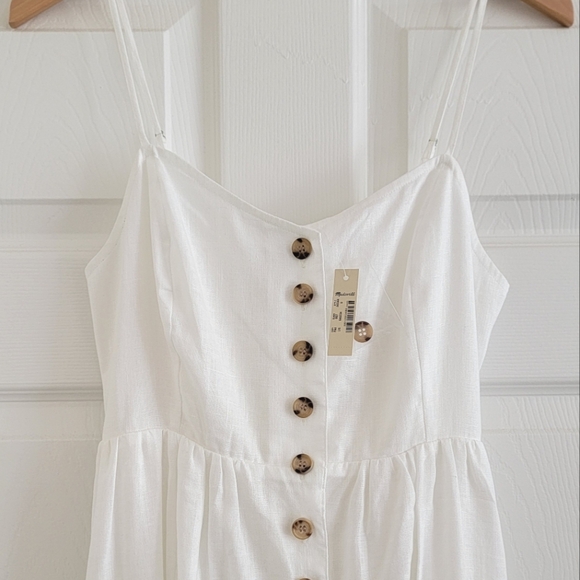NWT Madewell Linen-Cotton Cami Button-Front Midi Dress, Size 0 - Picture 8 of 12